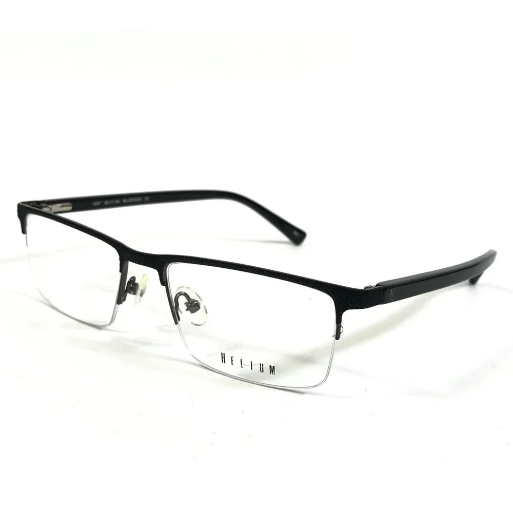 Helium Eyeglasses Frames 4347 BLACK/GUN Black Gunmetal Half Rim 52-17-140
